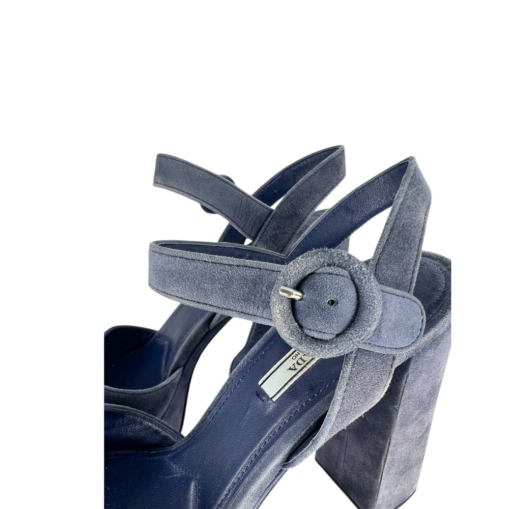 Prada Suede Crisscross Platform Sandals in Blue Size 40.5 - Picture 8 of 16